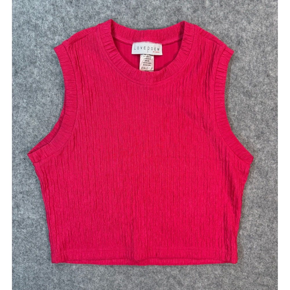 Love Poem by Block Hot Pink Crinkle Texture Sleeveless Crop Top Womens M